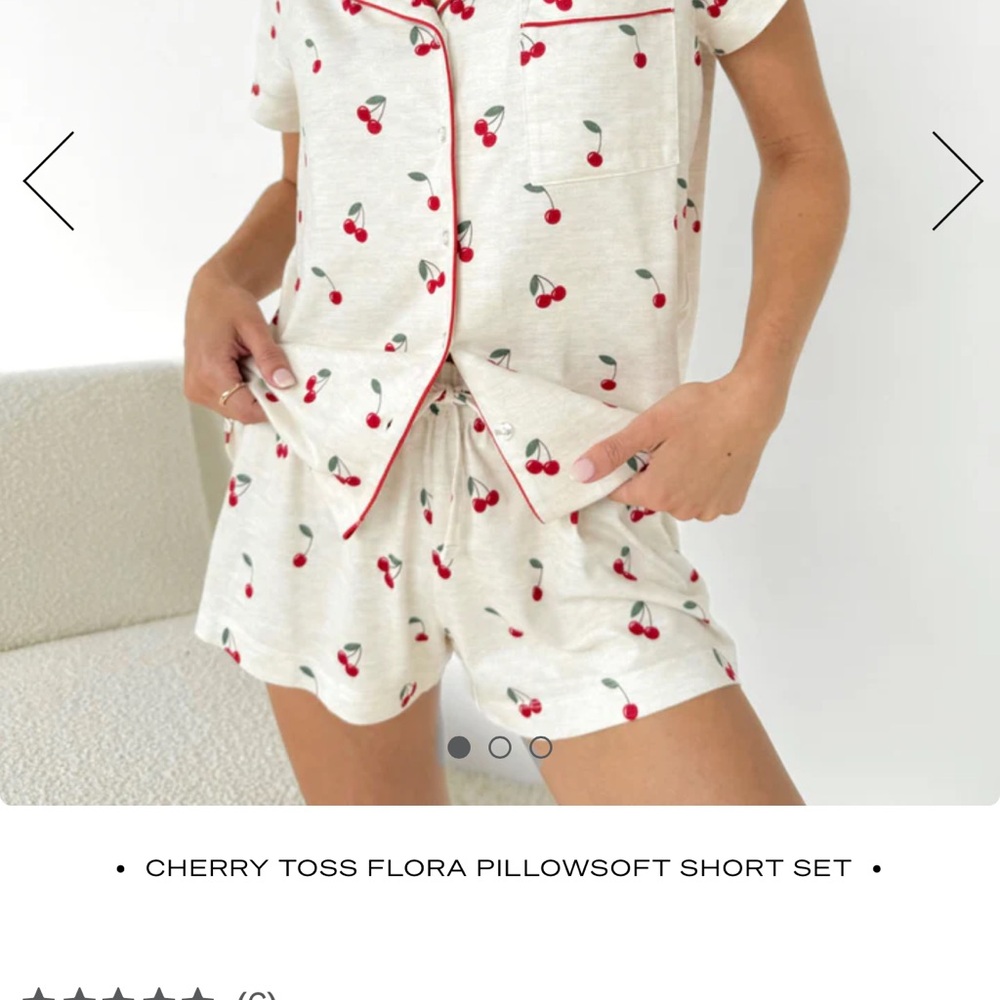 Splendid Cream and Red Cherry Pajama Set